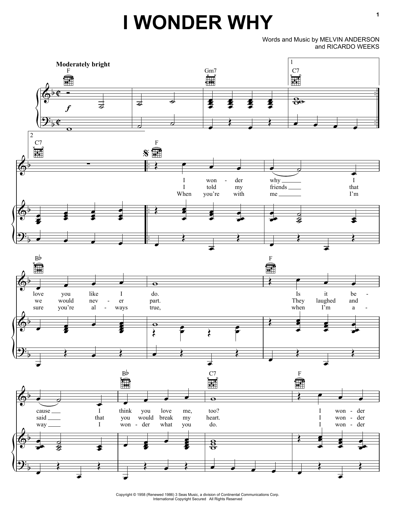 Dion & The Belmonts I Wonder Why sheet music notes and chords. Download Printable PDF.