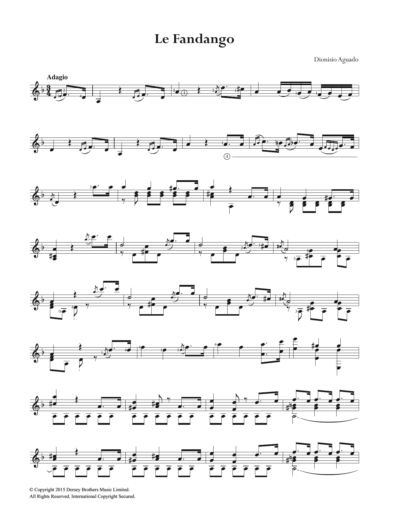 Dionisio Aguado Le Fandango sheet music notes and chords. Download Printable PDF.