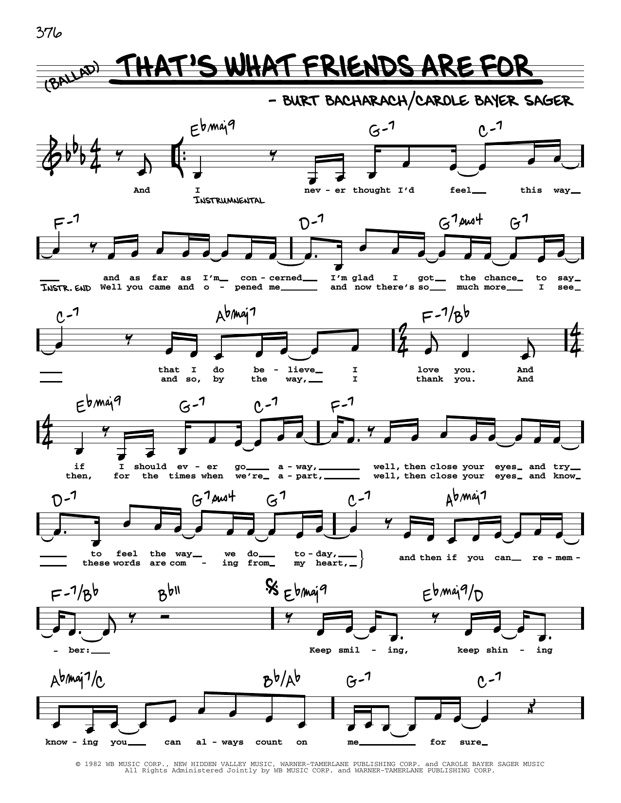 Dionne & Friends That's What Friends Are For (Low Voice) sheet music notes and chords. Download Printable PDF.