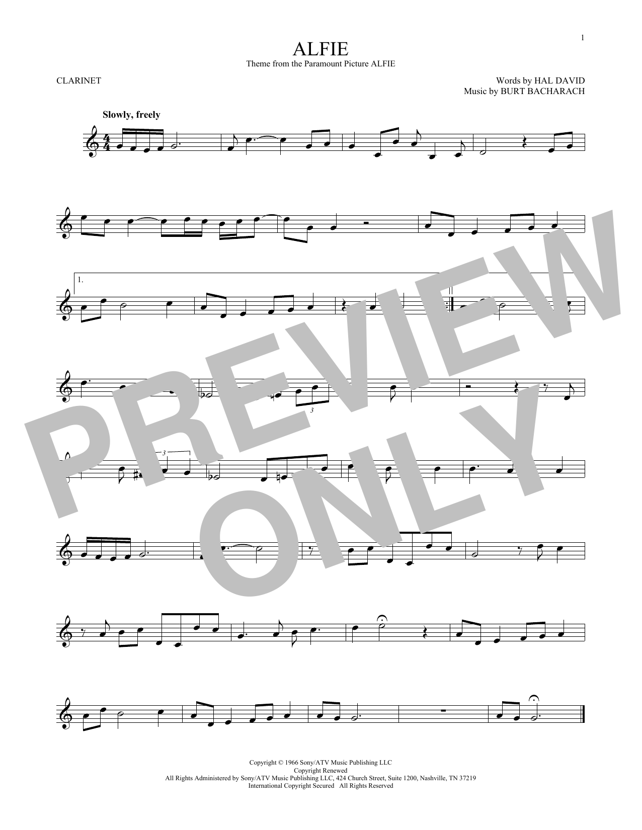 Dionne Warwick Alfie sheet music notes and chords. Download Printable PDF.