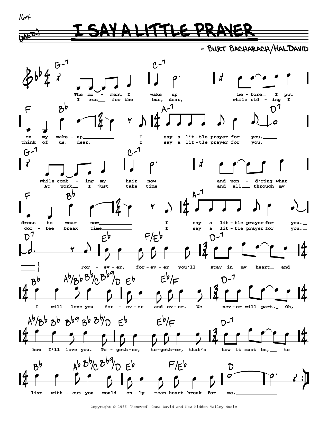 Learn to play Dionne Warwick I Say A Little Prayer (High Voice) sheet music for Real Book – Melody, Lyrics & Chords in minutes. Price: 5.9900$ Dionne Warwick I Say A Little Prayer (High Voice) sheet music notes and chords arranged for Real Book – Melody, Lyrics & Chords