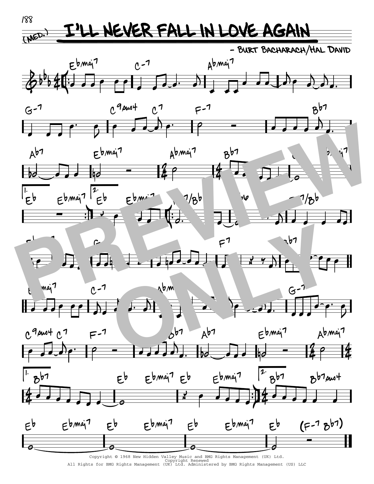 Dionne Warwick I'll Never Fall In Love Again sheet music notes and chords arranged for Real Book – Melody & Chords