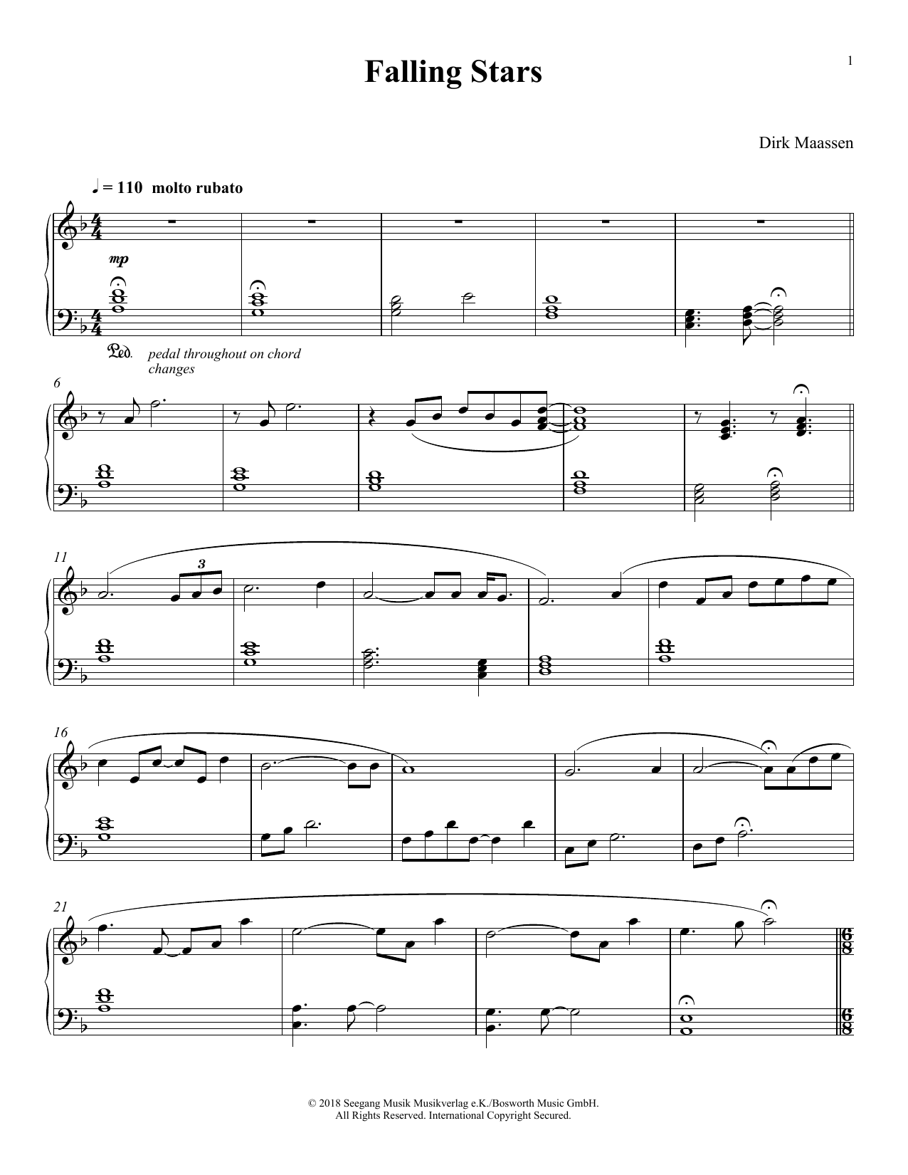 Learn to play Dirk Maassen Falling Stars sheet music for Piano Solo in minutes. Price: 7.8900$ Dirk Maassen Falling Stars sheet music notes and chords arranged for Piano Solo