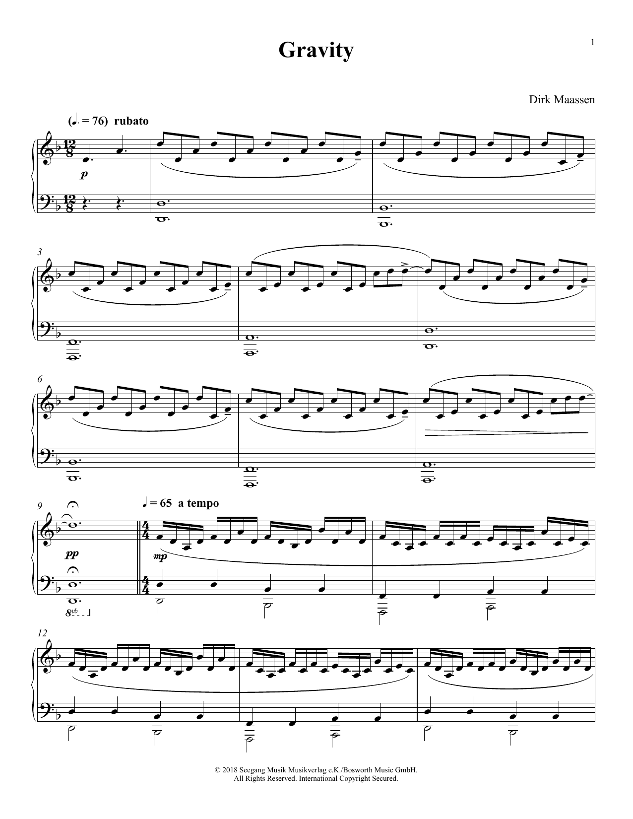 Dirk Maassen Gravity sheet music notes and chords. Download Printable PDF.