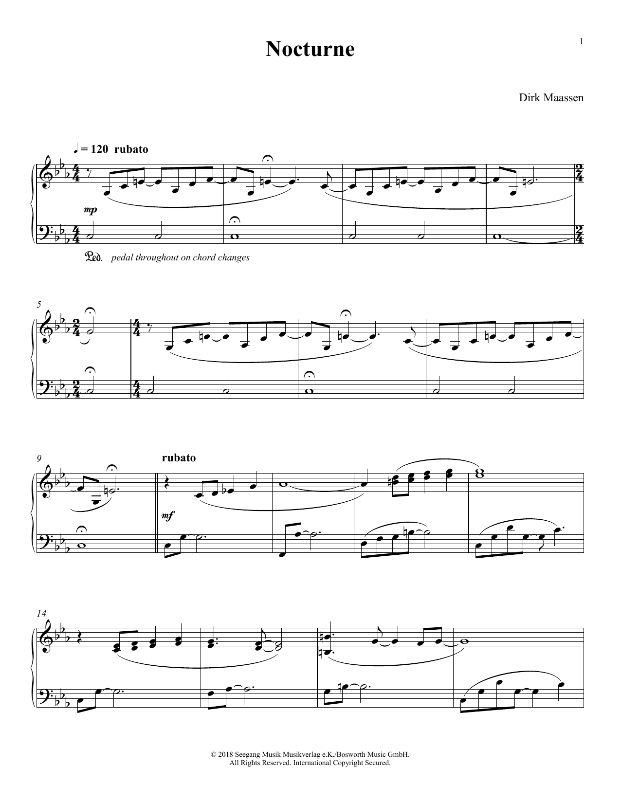 Learn to play Dirk Maassen Nocturne sheet music for Piano Solo in minutes. Price: 7.8900$ Dirk Maassen Nocturne sheet music notes and chords arranged for Piano Solo