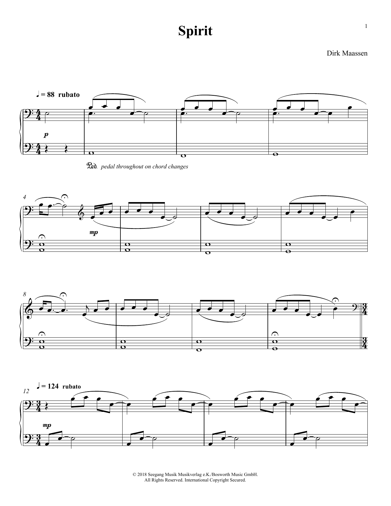Learn to play Dirk Maassen Spirit sheet music for Piano Solo in minutes. Price: 7.8900$ Dirk Maassen Spirit sheet music notes and chords arranged for Piano Solo