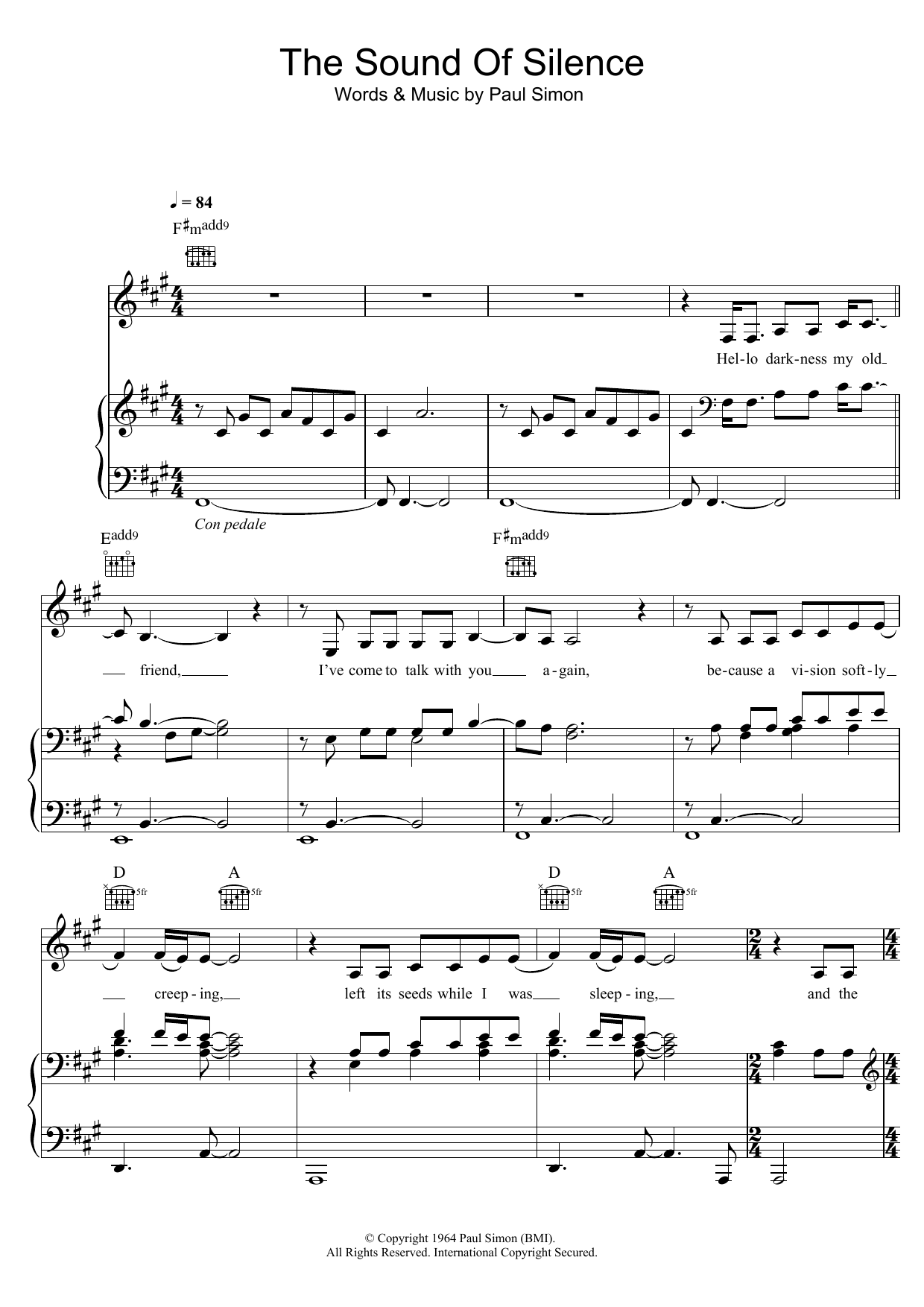 Disturbed The Sound Of Silence sheet music notes and chords. Download Printable PDF.