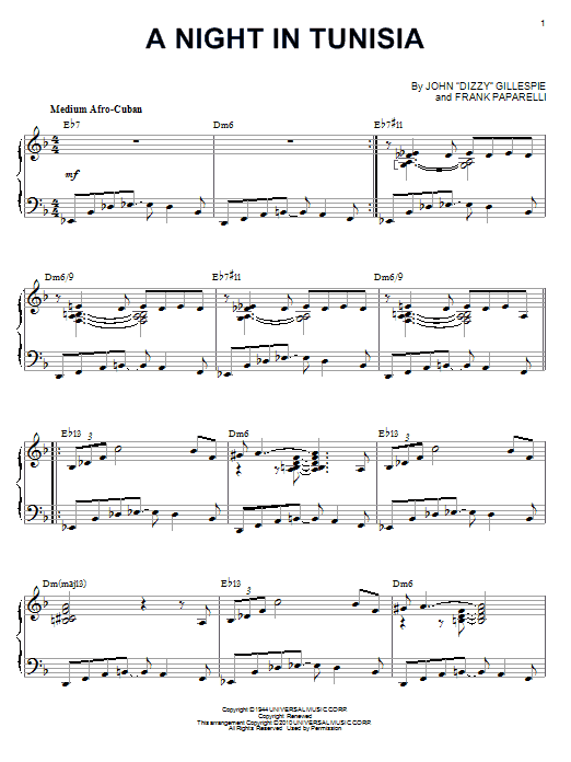 Dizzy Gillespie A Night In Tunisia (arr. Brent Edstrom) sheet music notes and chords. Download Printable PDF.