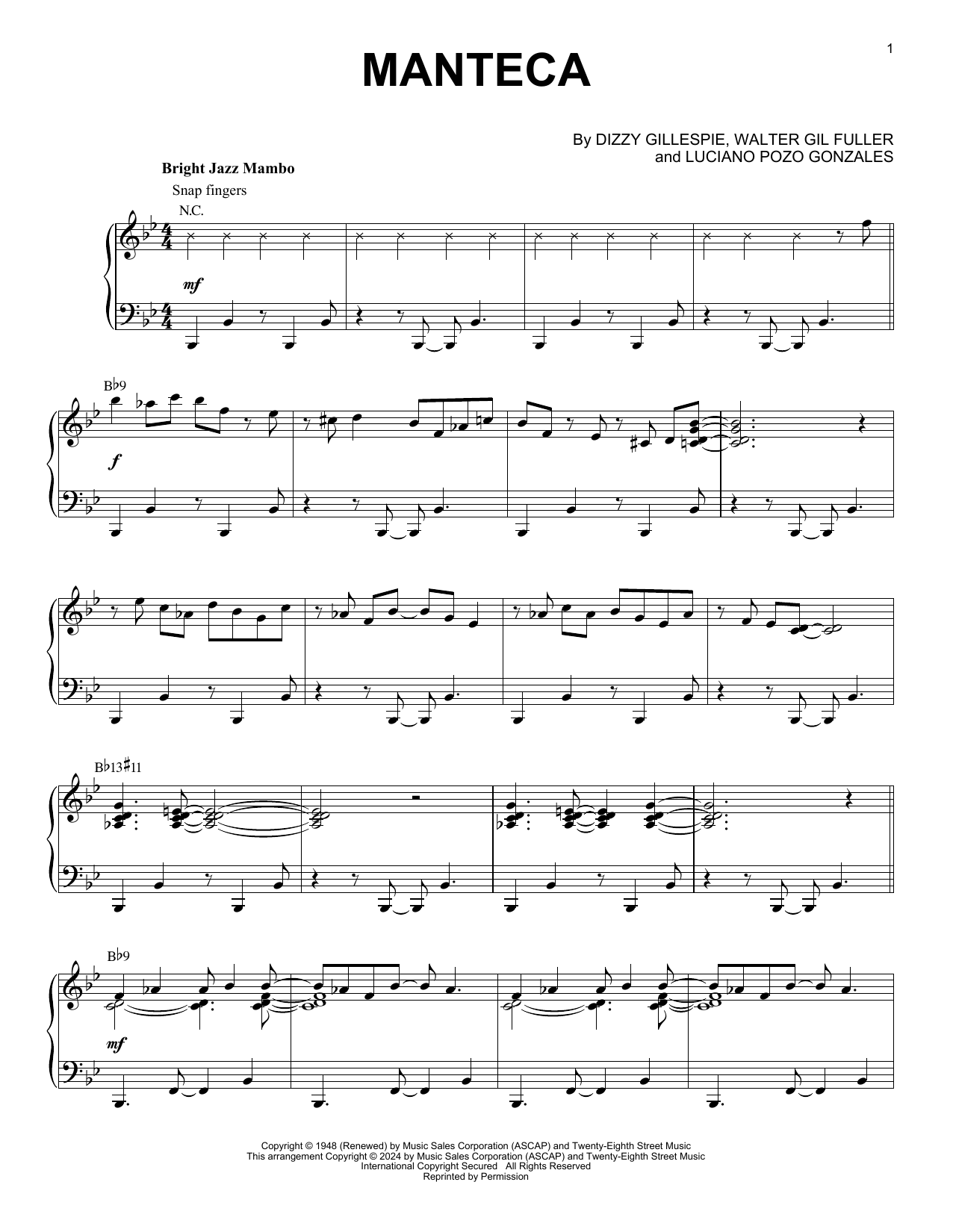 Dizzy Gillespie Manteca (arr. Brent Edstrom) sheet music notes and chords. Download Printable PDF.