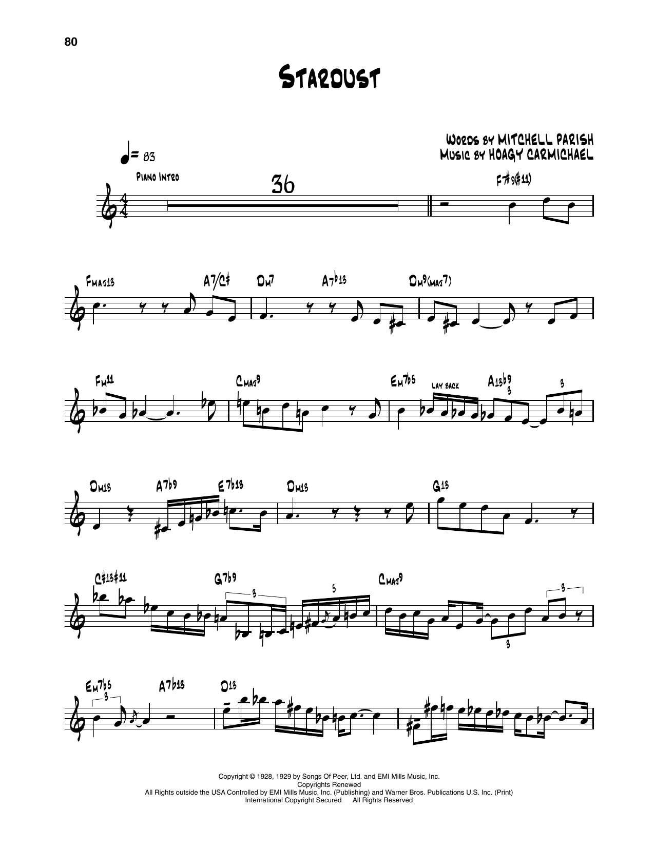 Learn to play Dizzy Gillespie Stardust sheet music for Trumpet Transcription in minutes. Price: 5.9900$ Dizzy Gillespie Stardust sheet music notes and chords arranged for Trumpet Transcription