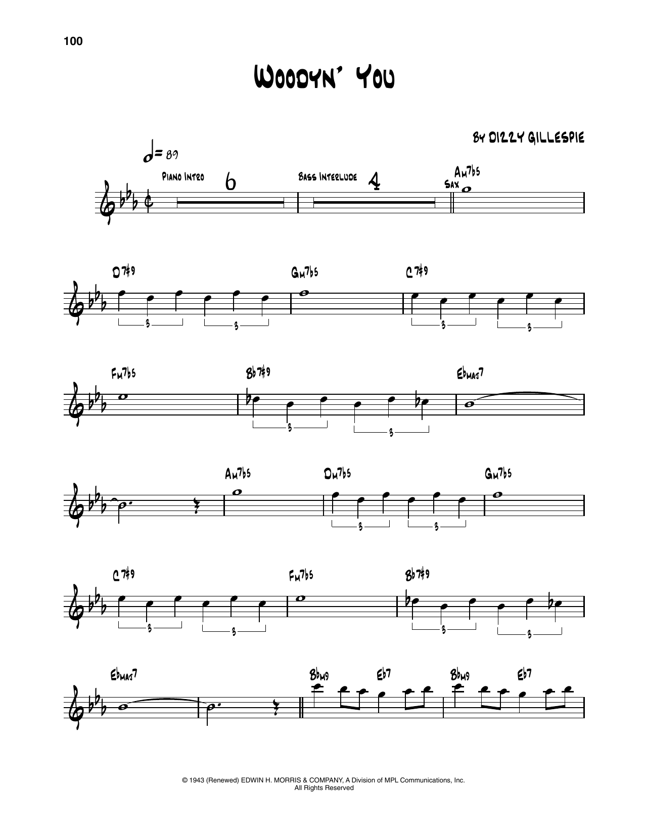 Learn to play Dizzy Gillespie Woody 'n You sheet music for Trumpet Transcription in minutes. Price: 5.9900$ Dizzy Gillespie Woody 'n You sheet music notes and chords arranged for Trumpet Transcription
