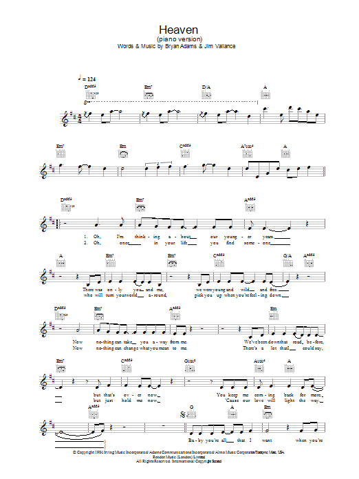 DJ Sammy Heaven sheet music notes and chords arranged for Piano, Vocal & Guitar Chords (Right-Hand Melody)