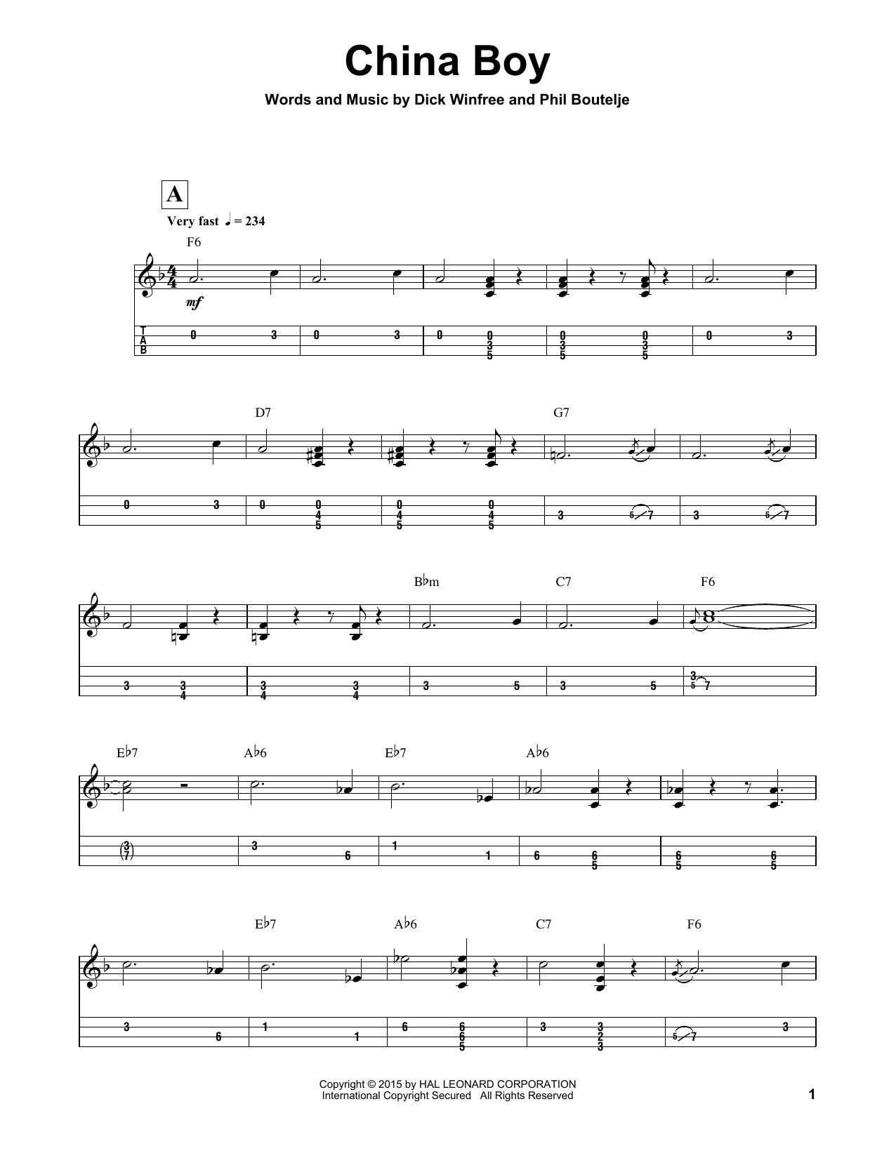 Django Reinhardt China Boy sheet music notes and chords. Download Printable PDF.