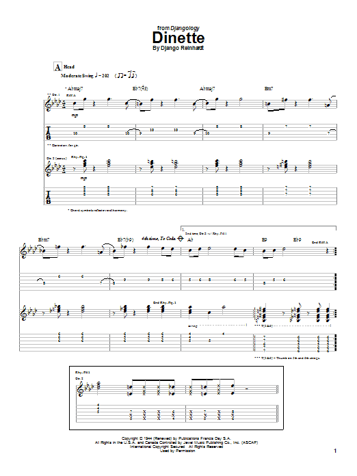 Django Reinhardt Dinette sheet music notes and chords. Download Printable PDF.