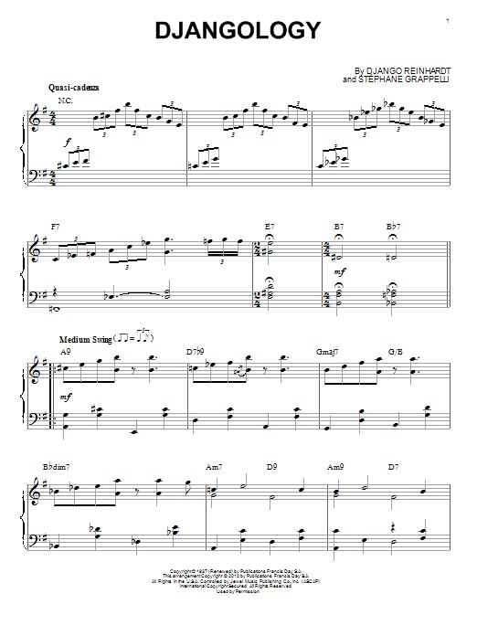 Learn to play Django Reinhardt Djangology (arr. Brent Edstrom) sheet music for Piano Solo in minutes. Price: 7.8900$ Django Reinhardt Djangology (arr. Brent Edstrom) sheet music notes and chords arranged for Piano Solo