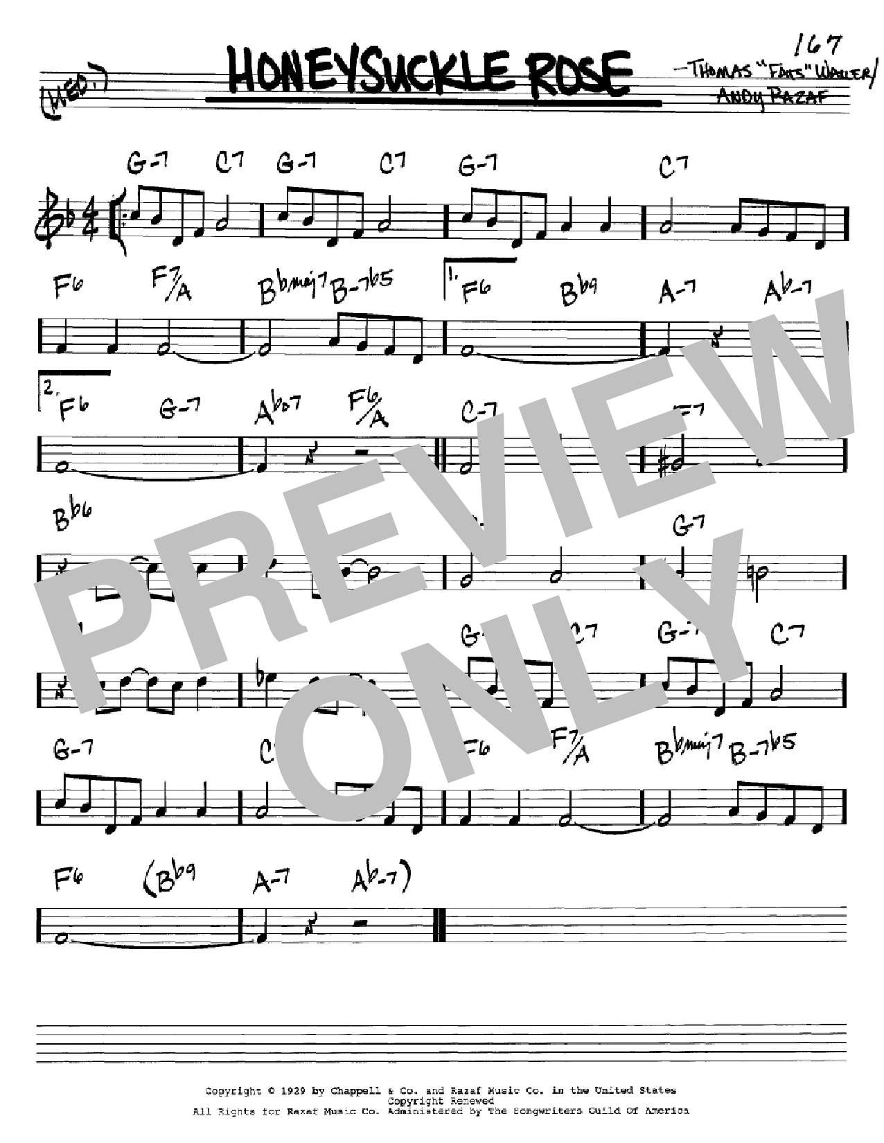 Django Reinhardt Honeysuckle Rose sheet music notes and chords. Download Printable PDF.