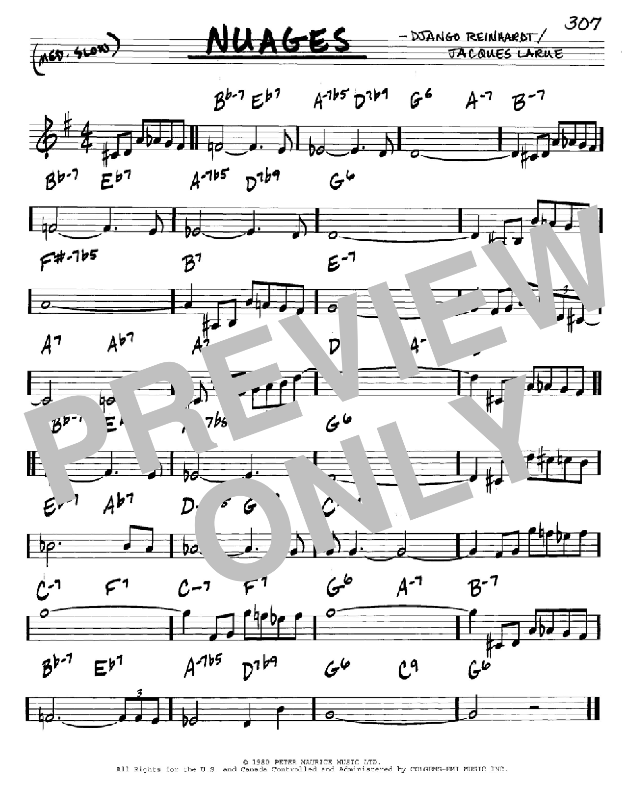 Django Reinhardt Nuages sheet music notes and chords. Download Printable PDF.