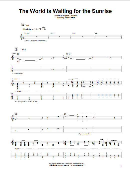 Learn to play Django Reinhardt The World Is Waiting For The Sunrise sheet music for Guitar Tab in minutes. Price: 7.8900$ Django Reinhardt The World Is Waiting For The Sunrise sheet music notes and chords arranged for Guitar Tab