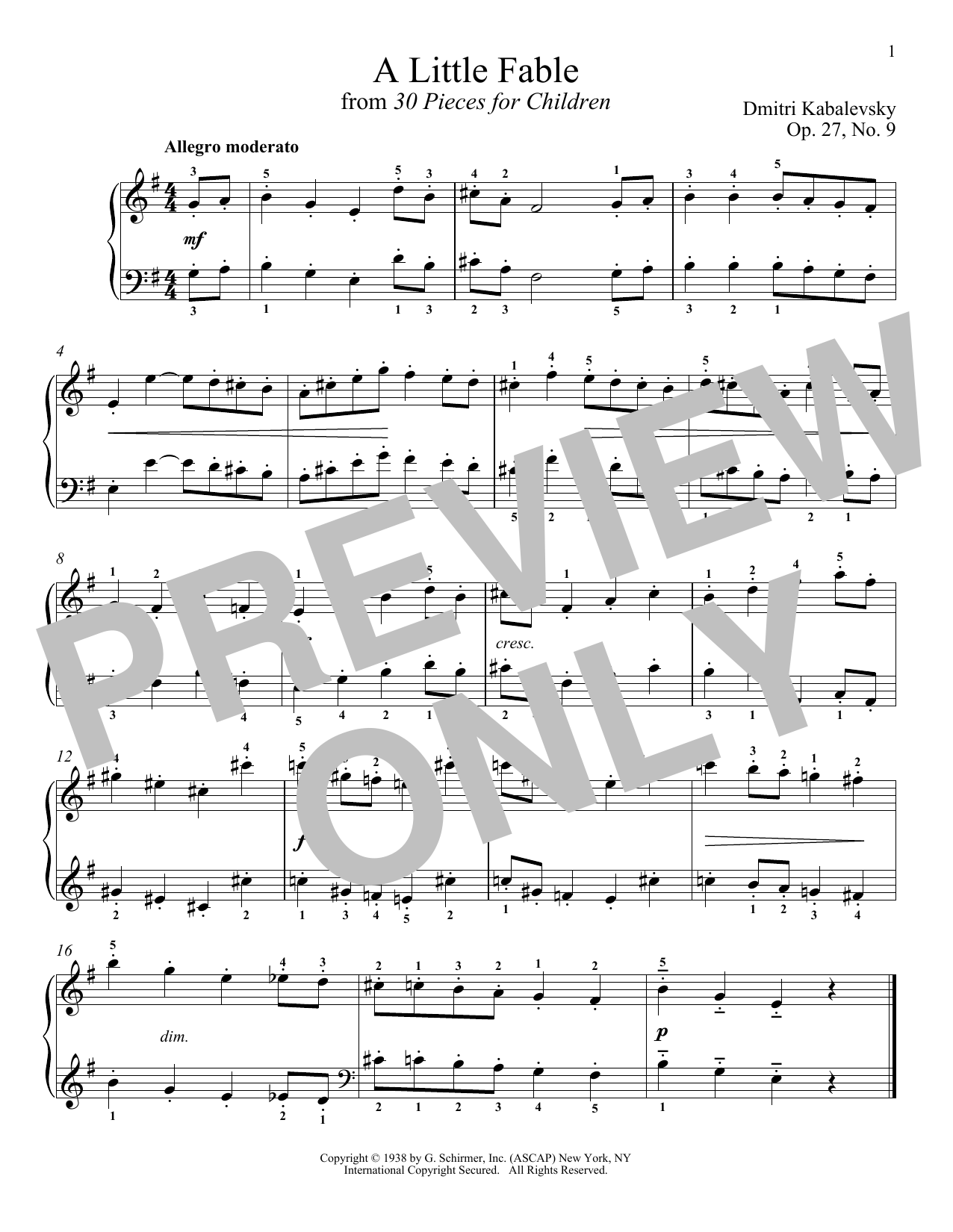 Learn to play Dmitri Kabalevsky A Little Fable sheet music for Piano Solo in minutes. Price: 7.8900$ Dmitri Kabalevsky A Little Fable sheet music notes and chords arranged for Piano Solo