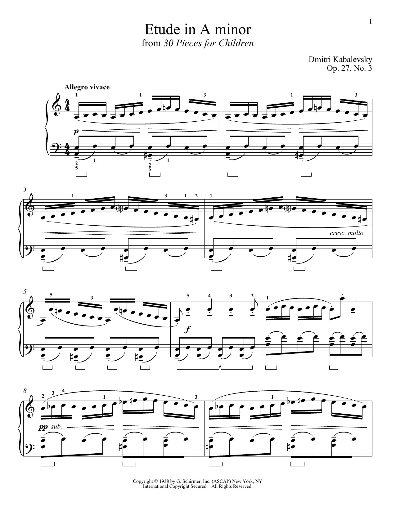 Learn to play Dmitri Kabalevsky Etude In A Minor sheet music for Piano Solo in minutes. Price: 7.8900$ Dmitri Kabalevsky Etude In A Minor sheet music notes and chords arranged for Piano Solo