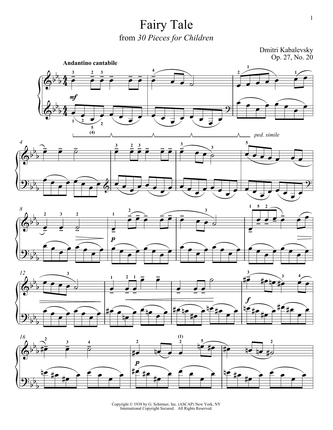 Dmitri Kabalevsky Fairy Tale, Op. 27, No. 20 sheet music notes and chords. Download Printable PDF.