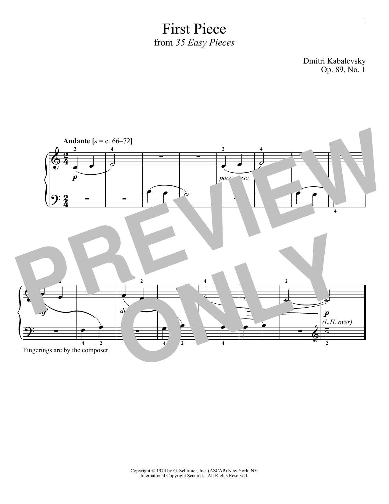 Learn to play Dmitri Kabalevsky First Piece, Op. 89, No. 1 sheet music for Piano Solo in minutes. Price: 7.8900$ Dmitri Kabalevsky First Piece, Op. 89, No. 1 sheet music notes and chords arranged for Piano Solo