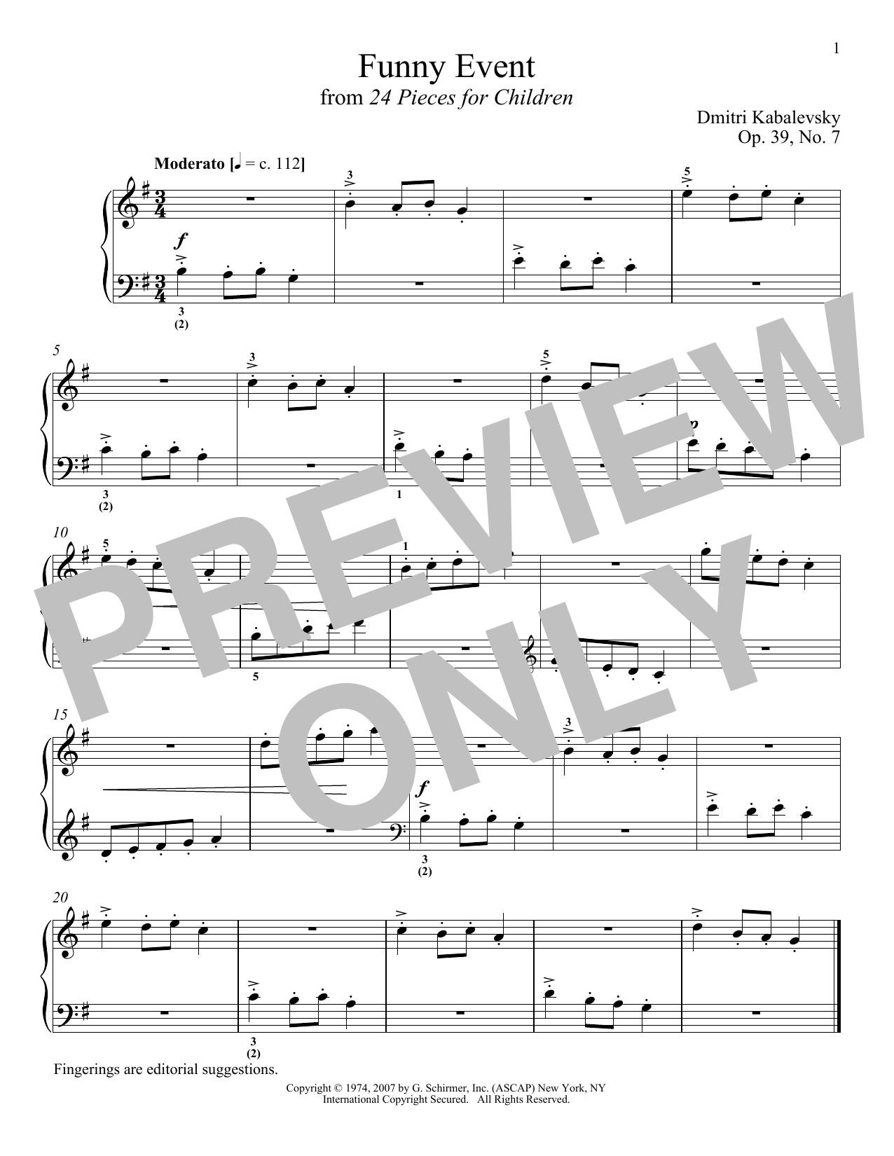 Learn to play Dmitri Kabalevsky Funny Event, Op. 39, No. 7 sheet music for Piano Solo in minutes. Price: 6.9900$ Dmitri Kabalevsky Funny Event, Op. 39, No. 7 sheet music notes and chords arranged for Piano Solo