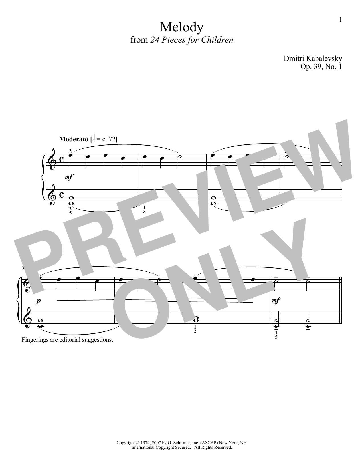 Learn to play Dmitri Kabalevsky Melody, Op. 39, No. 1 sheet music for Piano Solo in minutes. Price: 7.8900$ Dmitri Kabalevsky Melody, Op. 39, No. 1 sheet music notes and chords arranged for Piano Solo