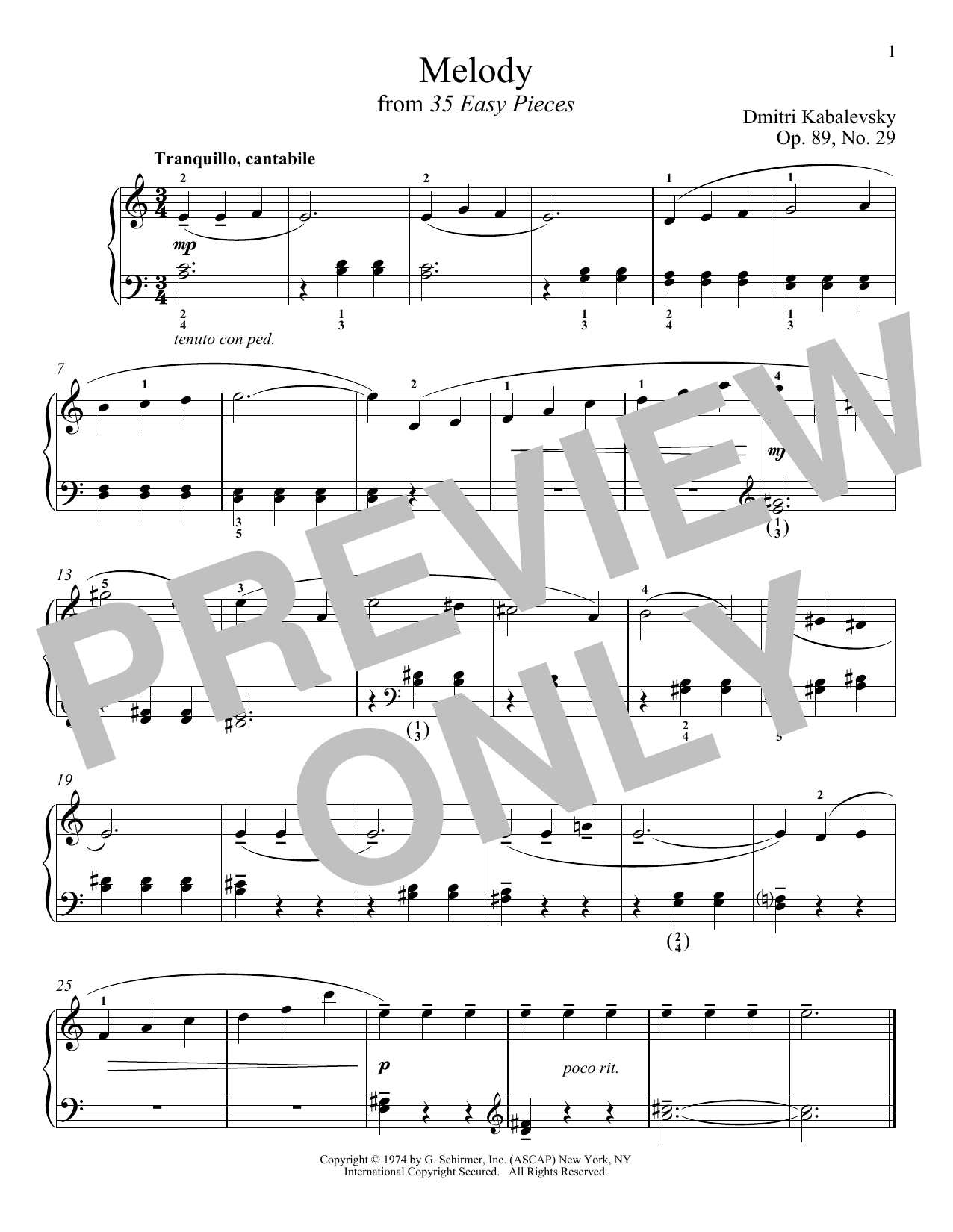 Learn to play Dmitri Kabalevsky Melody, Op. 89, No. 29 sheet music for Piano Solo in minutes. Price: 7.8900$ Dmitri Kabalevsky Melody, Op. 89, No. 29 sheet music notes and chords arranged for Piano Solo