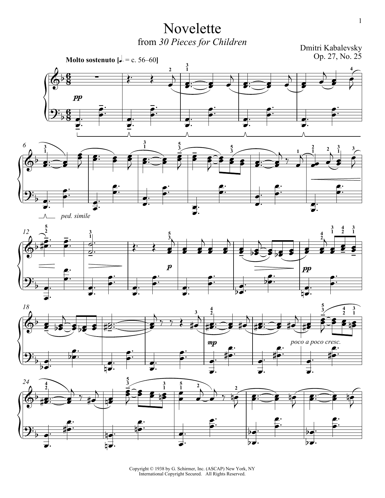 Learn to play Dmitri Kabalevsky Novelette sheet music for Piano Solo in minutes. Price: 7.8900$ Dmitri Kabalevsky Novelette sheet music notes and chords arranged for Piano Solo