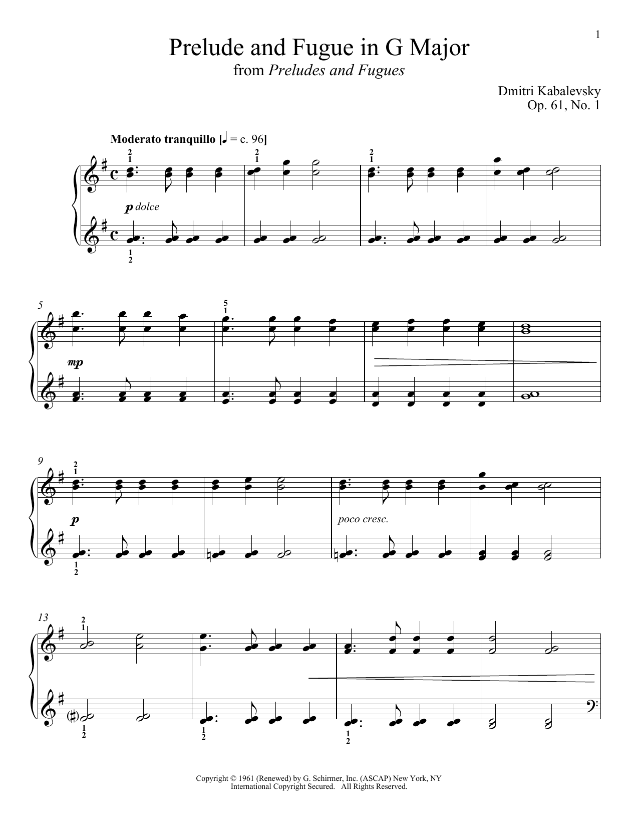Learn to play Dmitri Kabalevsky Prelude And Fugue In G Major sheet music for Piano Solo in minutes. Price: 7.8900$ Dmitri Kabalevsky Prelude And Fugue In G Major sheet music notes and chords arranged for Piano Solo