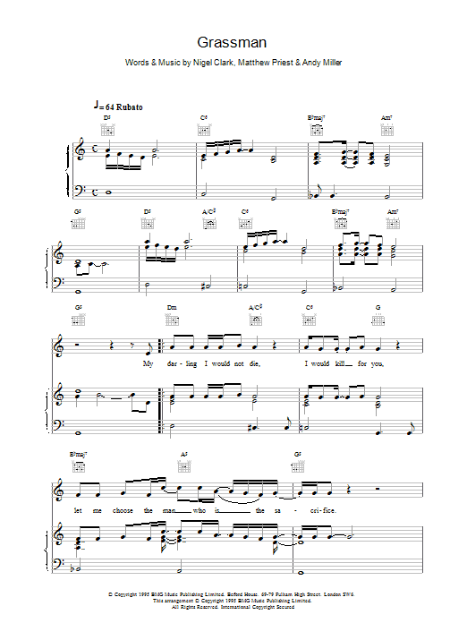 Dodgy Grassman sheet music notes and chords arranged for Piano, Vocal & Guitar Chords