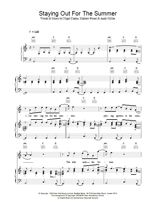 Dodgy Staying Out For The Summer sheet music notes and chords. Download Printable PDF.