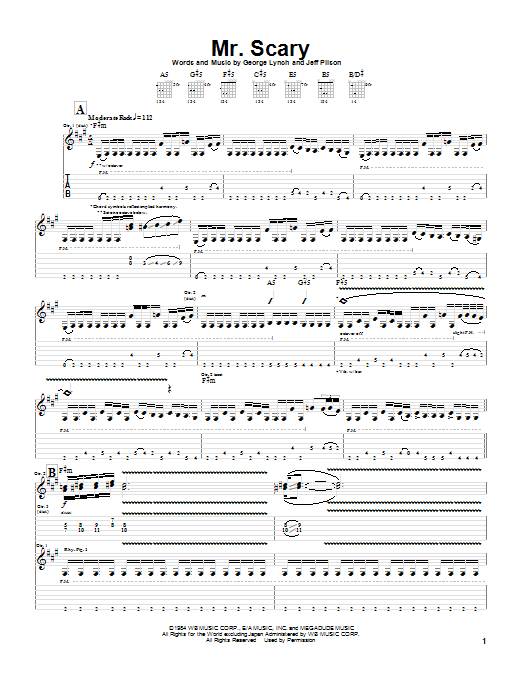 Dokken Mr. Scary sheet music notes and chords. Download Printable PDF.