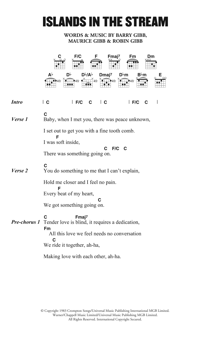 Dolly Parton Islands In The Stream sheet music notes and chords. Download Printable PDF.