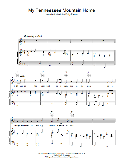 Dolly Parton My Tennessee Mountain Home sheet music notes and chords. Download Printable PDF.