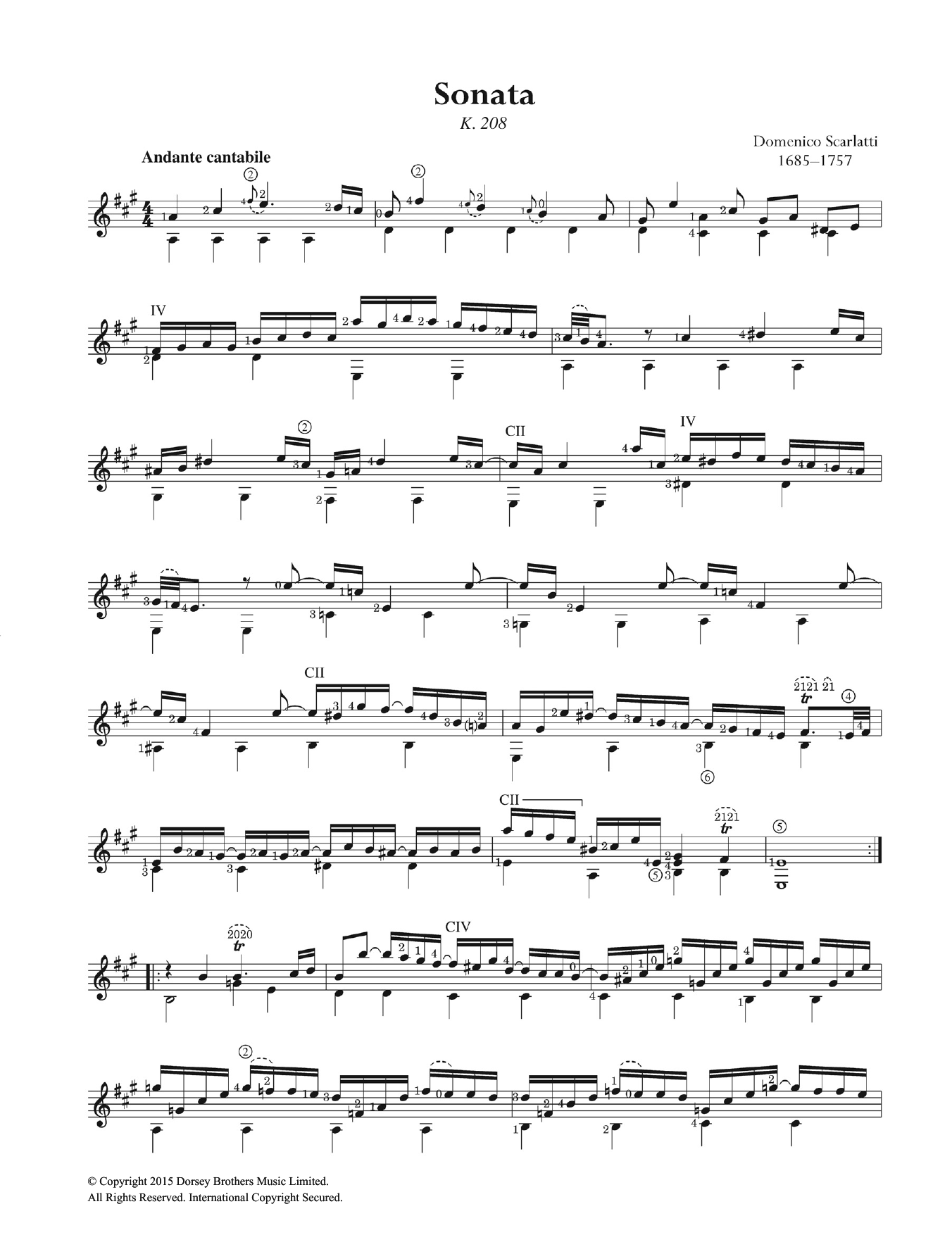 Domenico Scarlatti Sonata K.208 sheet music notes and chords. Download Printable PDF.