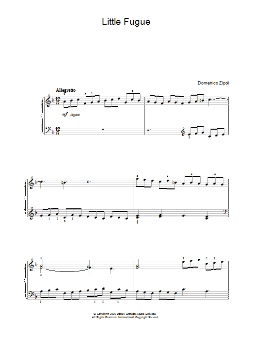Domenico Zipoli Little Fugue sheet music notes and chords arranged for Piano, Vocal & Guitar Chords