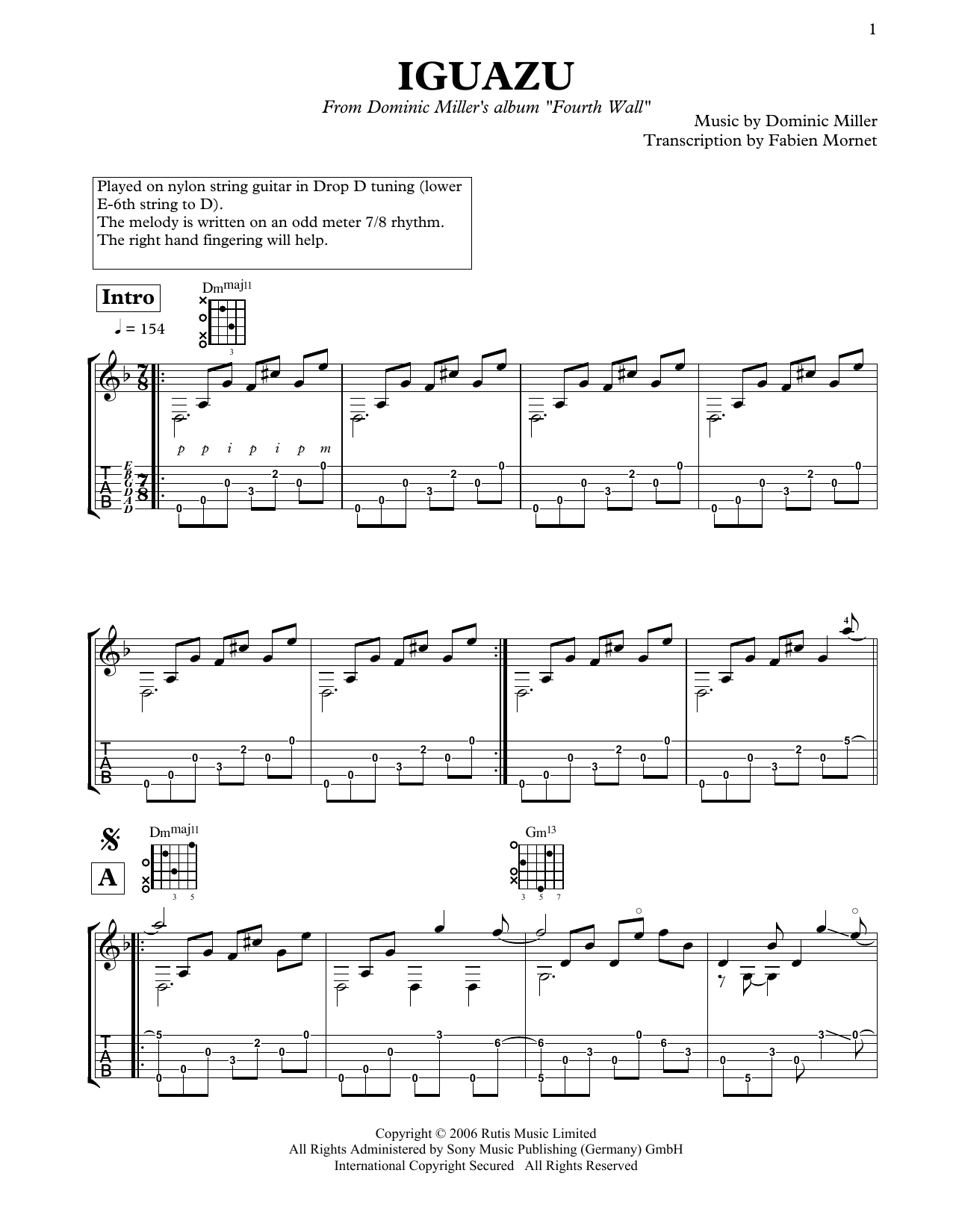 Dominic Miller Iguazu sheet music notes and chords. Download Printable PDF.