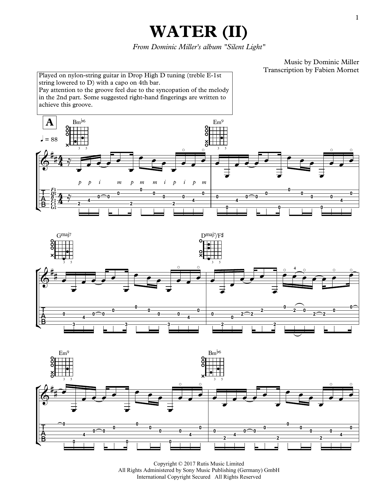 Dominic Miller Water (II) sheet music notes and chords. Download Printable PDF.