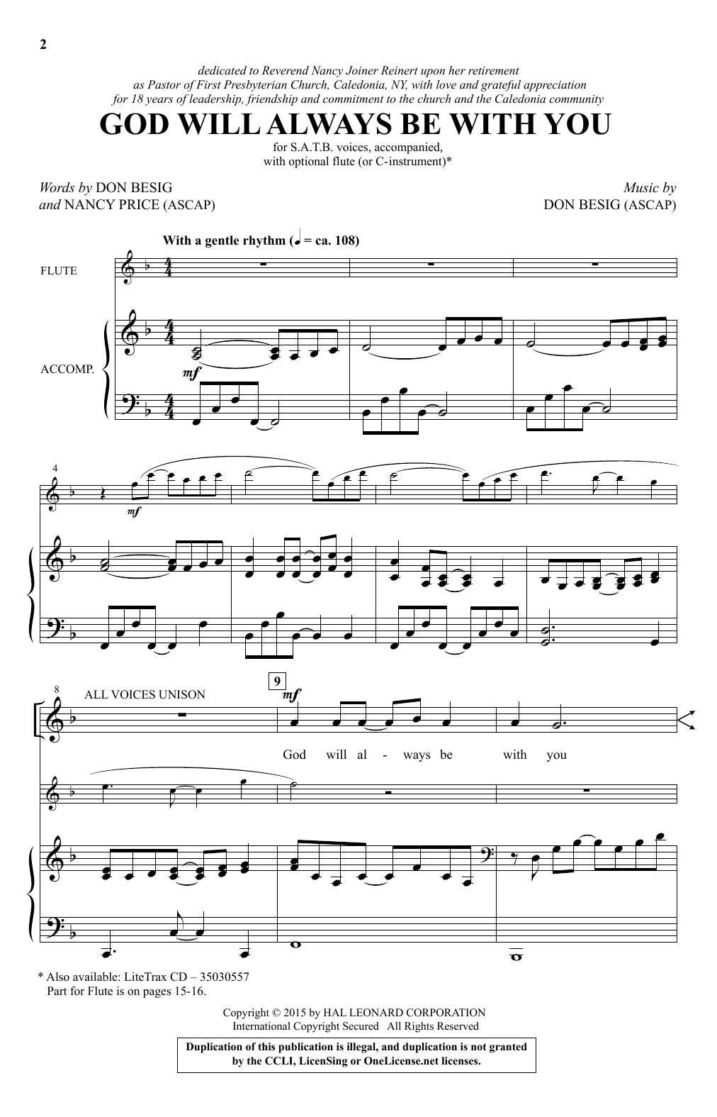 Don Besig God Will Always Be With You sheet music notes and chords. Download Printable PDF.