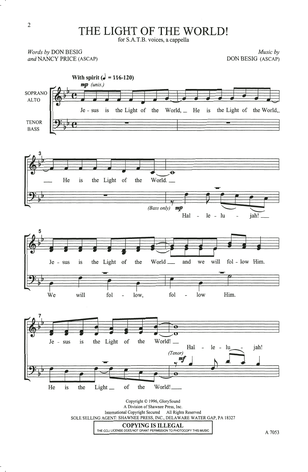 Don Besig The Light Of The World sheet music notes and chords arranged for SATB Choir