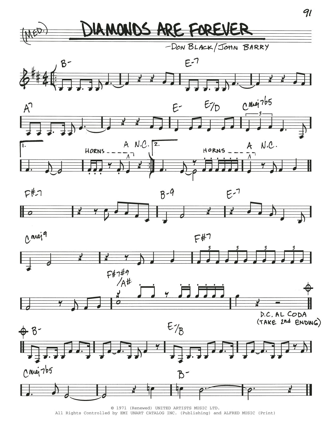 Don Black Diamonds Are Forever sheet music notes and chords. Download Printable PDF.