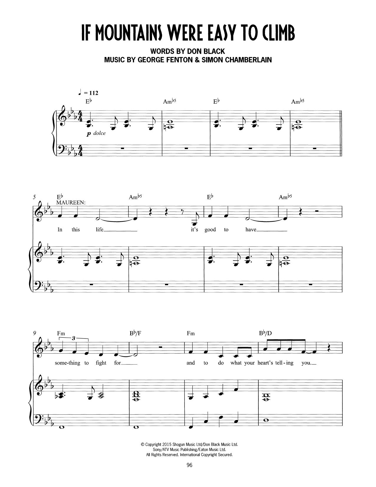 Don Black, George Fenton & Simon Chamberlain If Mountains Were Easy To Climb (from Mrs Henderson Presents) sheet music notes and chords. Download Printable PDF.