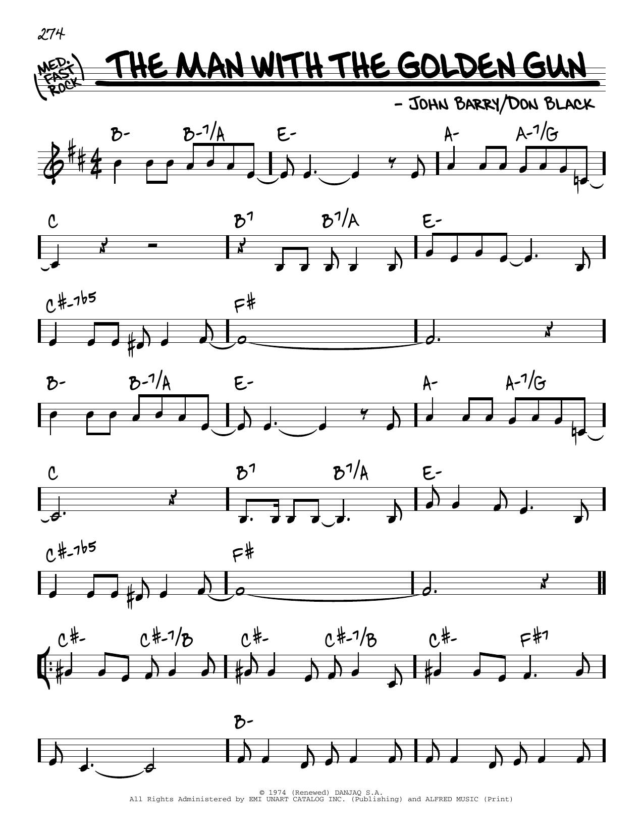 Learn to play Don Black The Man With The Golden Gun sheet music for Real Book – Melody & Chords in minutes. Price: 5.9900$ Don Black The Man With The Golden Gun sheet music notes and chords arranged for Real Book – Melody & Chords