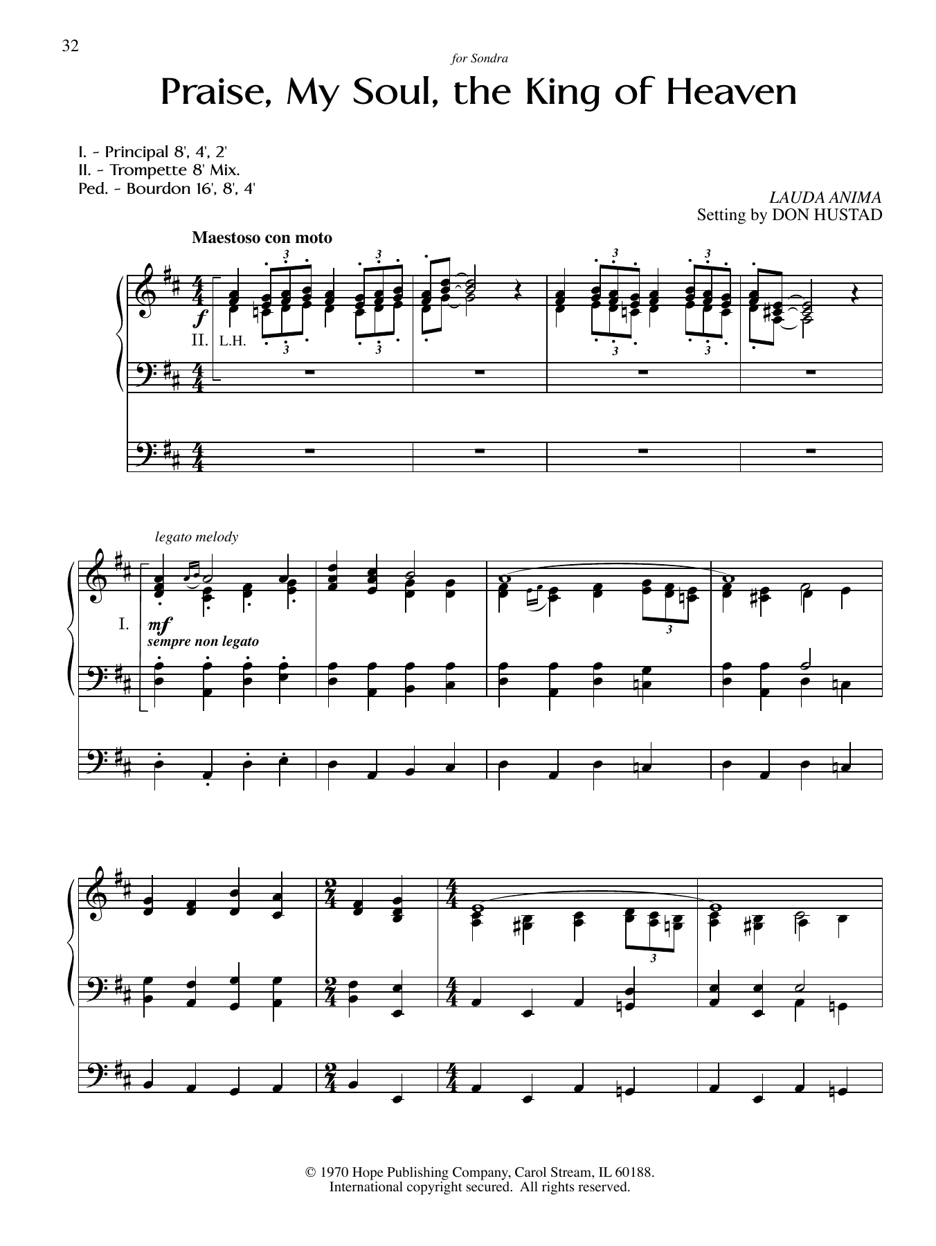 Don Hustad Praise, My Soul, the King of Heaven sheet music notes and chords. Download Printable PDF.