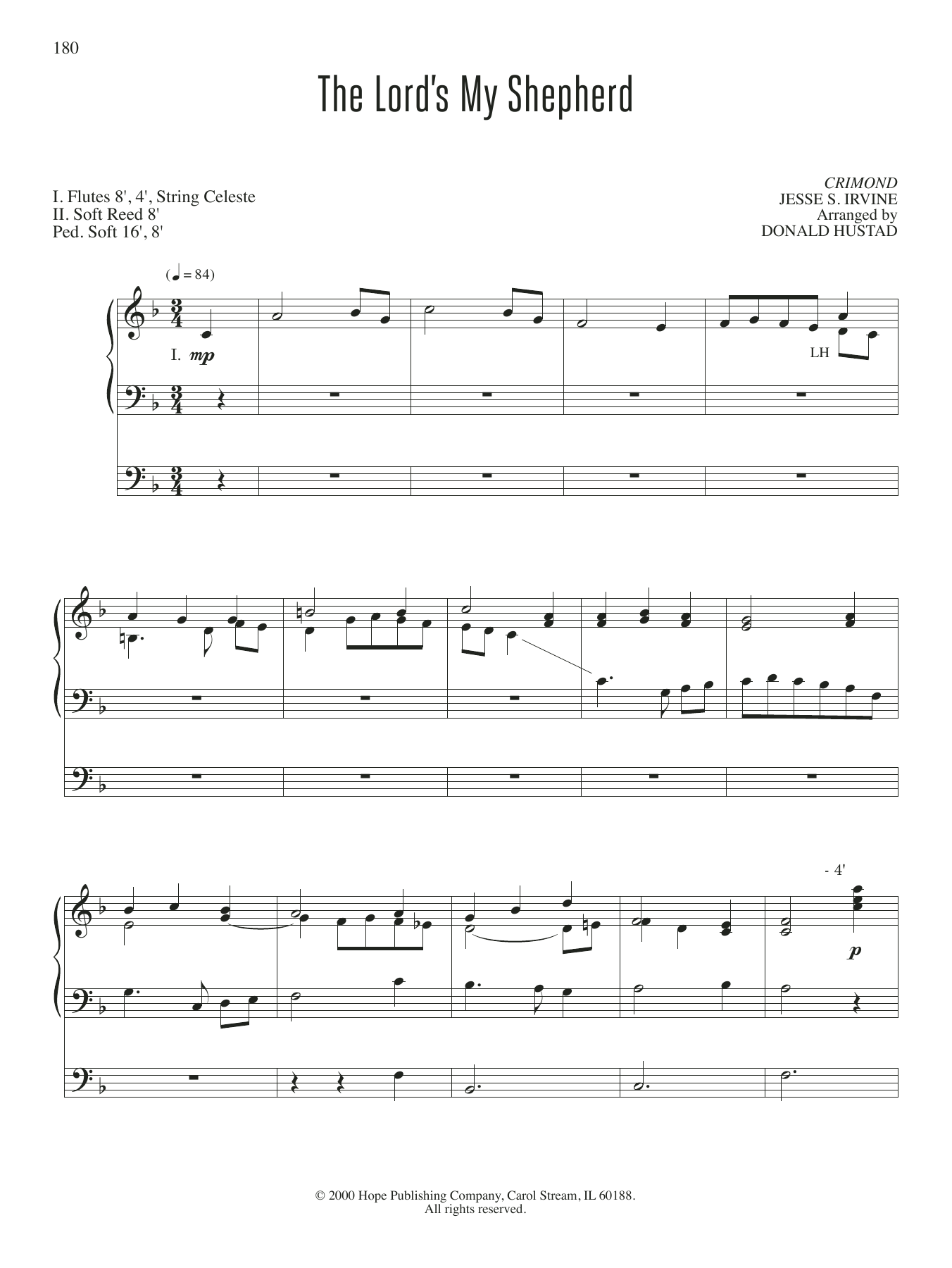 Don Hustad The Lord's My Shepherd sheet music notes and chords. Download Printable PDF.