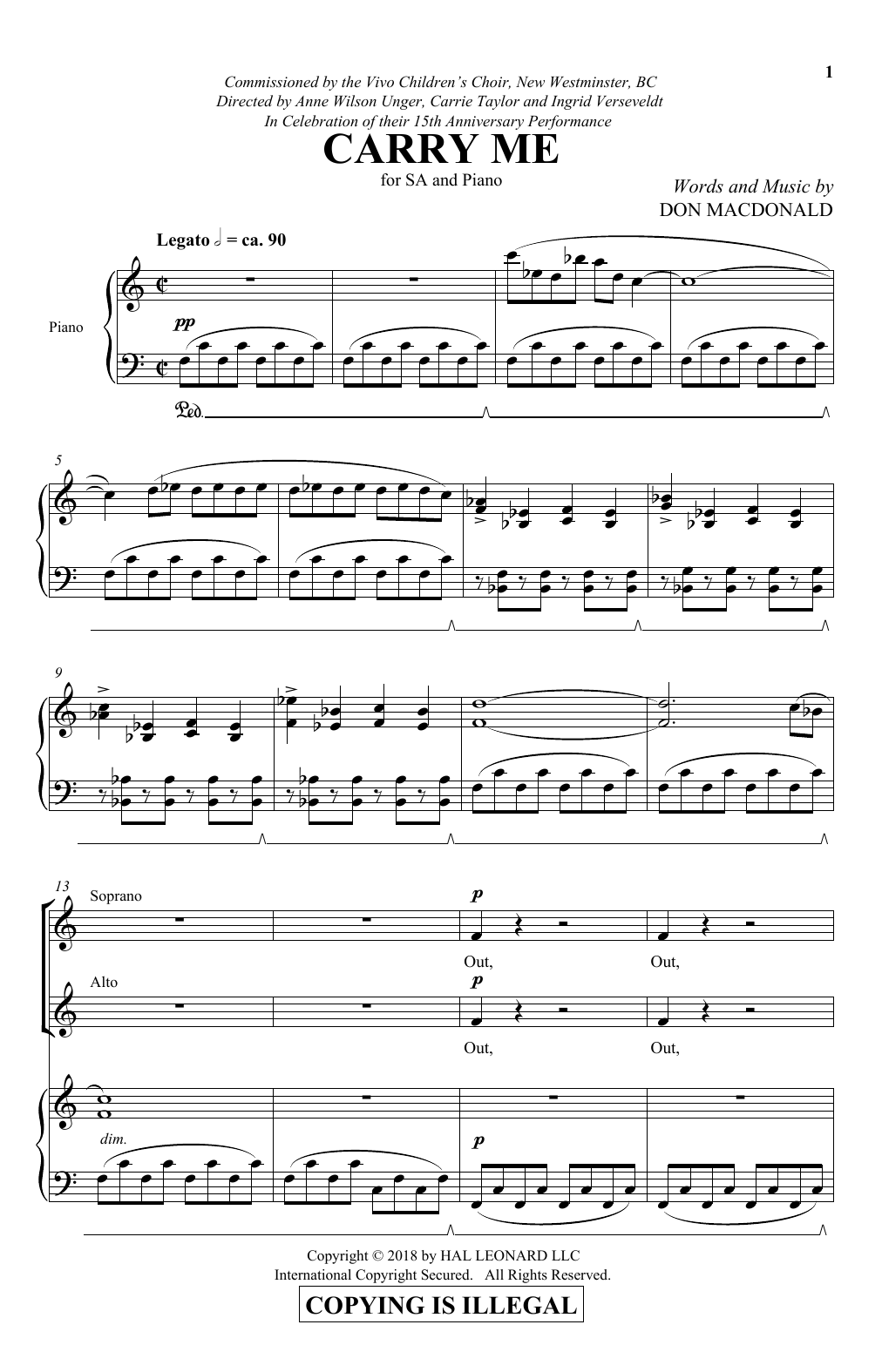 Don MacDonald Carry Me sheet music notes and chords. Download Printable PDF.