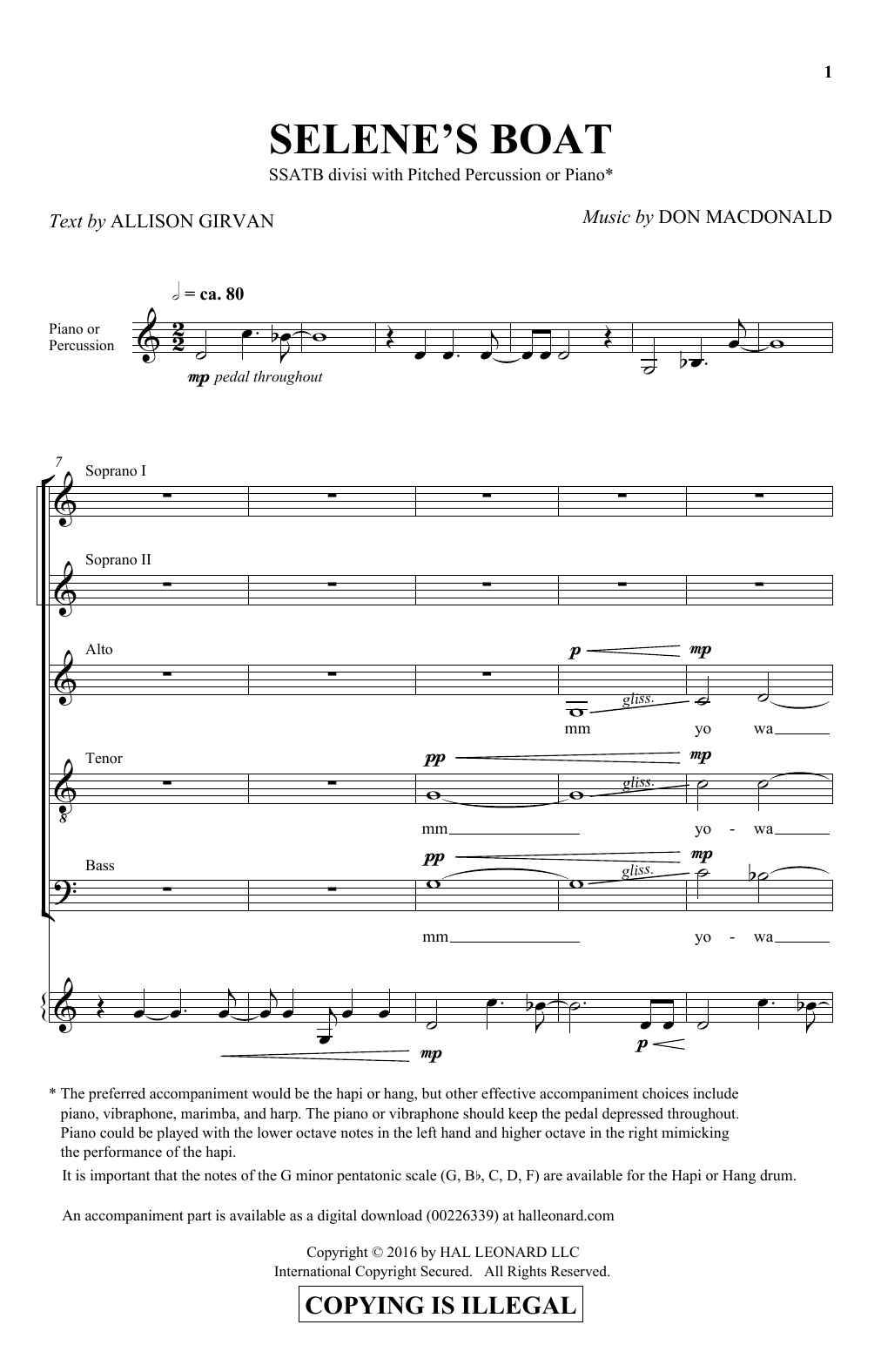 Don MacDonald Selene's Boat sheet music notes and chords. Download Printable PDF.