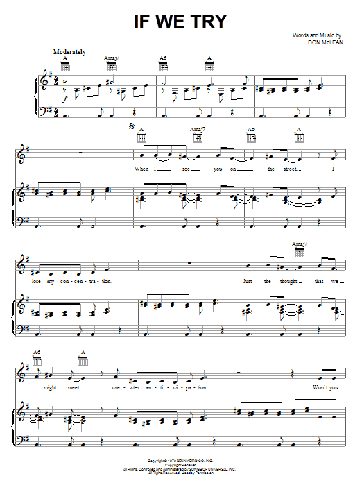 Don McLean If We Try sheet music notes and chords arranged for Piano, Vocal & Guitar Chords (Right-Hand Melody)